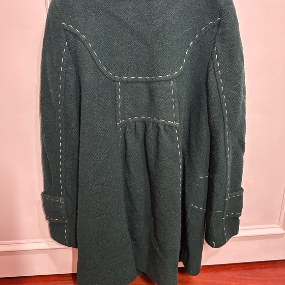 Retro green Mary Jane jacket coat wool-blend 80s Korean - Picture 3 of 10